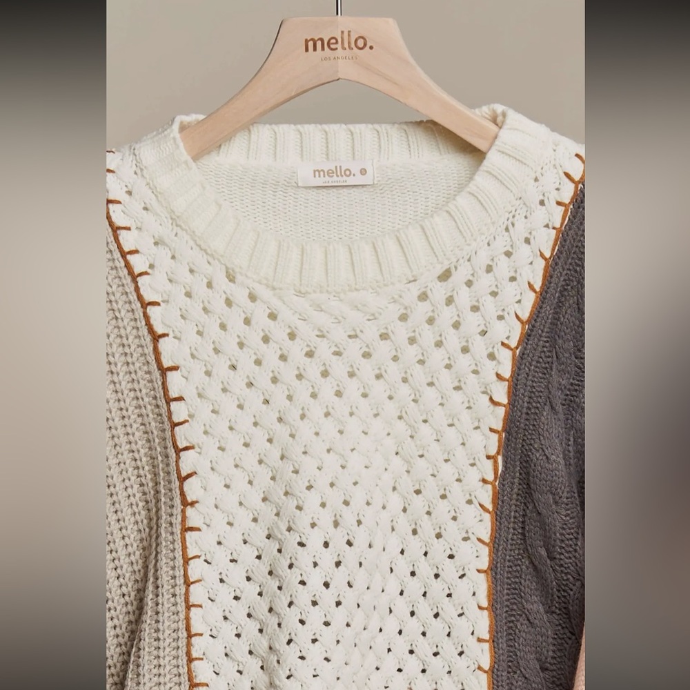 Mello. Multi Fabric Colorblock Sweater - Picture 5 of 5